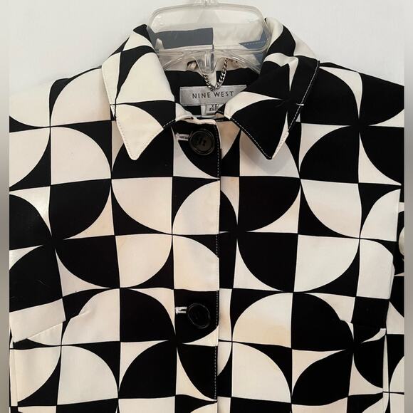 NEW Nine West Vault Vintage Trench Coat Nine West Mod Geometric Retro Flowers - Picture 8 of 13